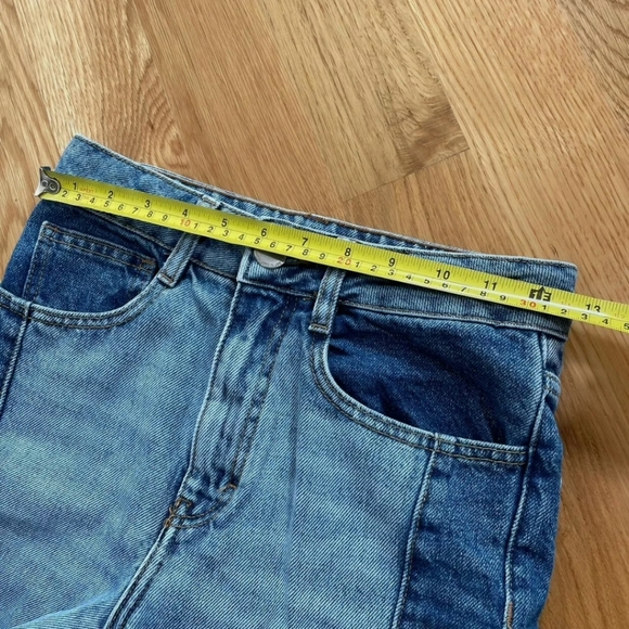 MAJE Packy Straight Cut Two Tone Faded Blue Jeans Gold Zipper FR 34 US 0 - Picture 12 of 12